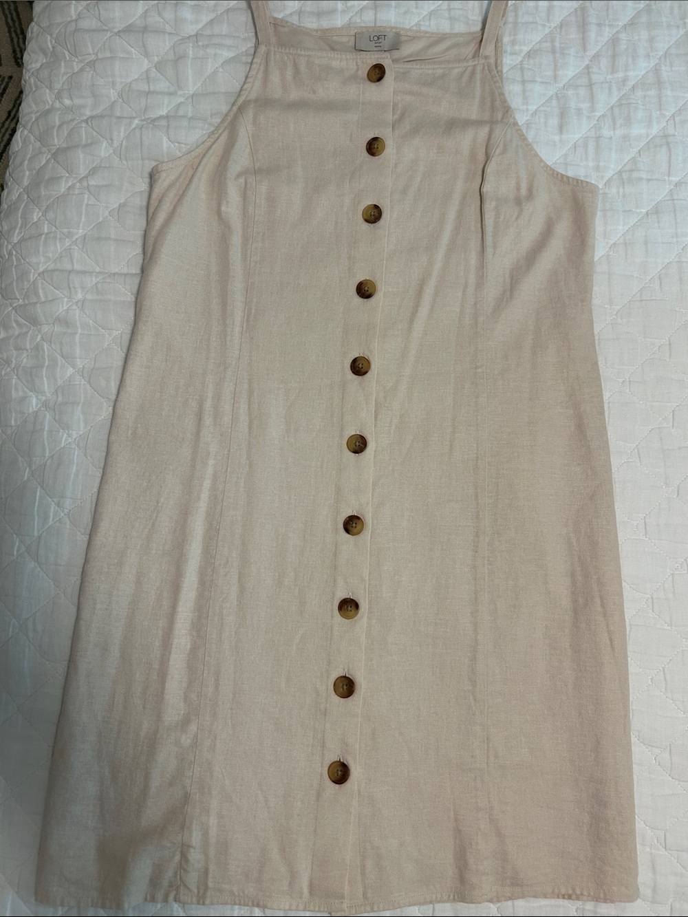 LOFT Cream Button-Front Mini Dress Size 4P